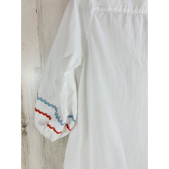 Ann Mashburn Sz S Isla Maxi Shirtdress Dress White Ric Rac - Picture 16 of 16